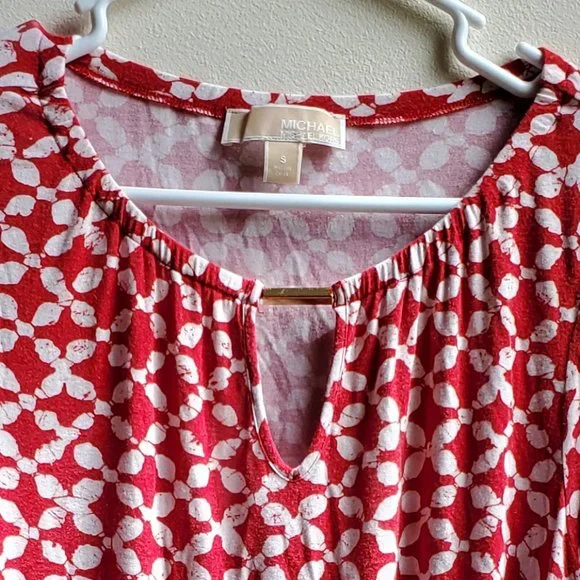 MICHAEL Michael Kors Red & White Geometric Print Jersey Size Small - Picture 7 of 16